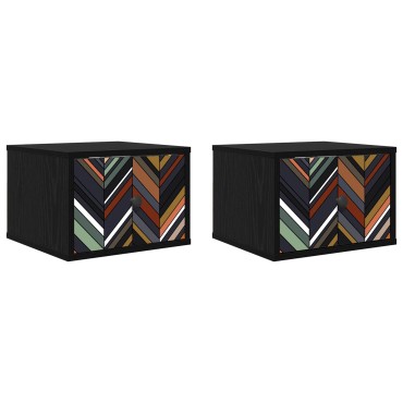 vidaXL Τοίχου κομοδίνο OMMEN 2 τεμ. Μαύρη Δρυς 36x33x25cm