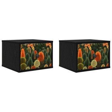 vidaXL Τοίχου κομοδίνο ZAANDAM 2 τεμ. Μαύρη Δρυς 36x33x25cm