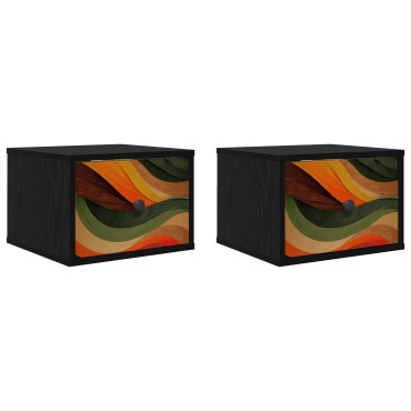 vidaXL Τοίχου κομοδίνο BONN 2 τεμ. Μαύρη Δρυς 36x33x25cm