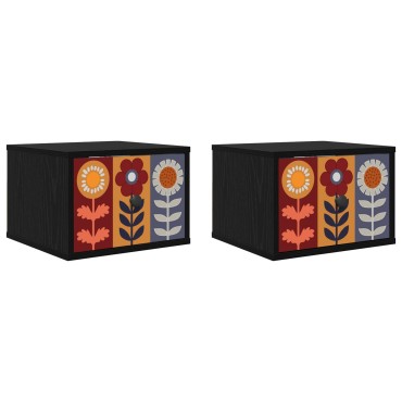 vidaXL Τοίχου κομοδίνο ESSEN 2 τεμ. Μαύρη Δρυς 36x33x25cm