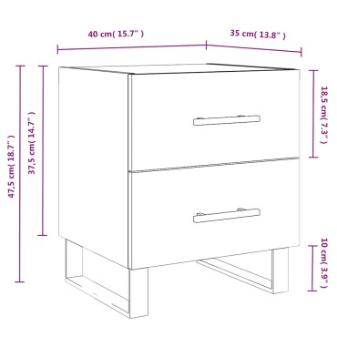 vidaXL Κομοδίνα 2 τεμ. Γκρι Σκυροδεμ. 40x35x47,5cm Επεξεργ. Ξύλο