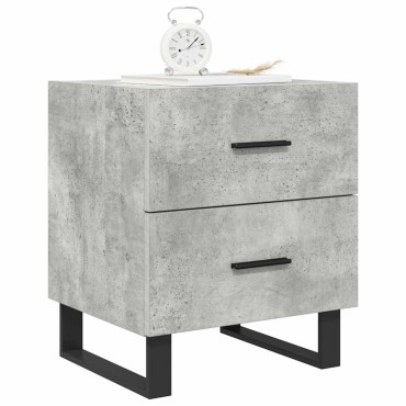 vidaXL Κομοδίνα 2 τεμ. Γκρι Σκυροδεμ. 40x35x47,5cm Επεξεργ. Ξύλο