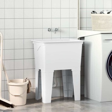 vidaXL Νιπτήρας Πλύσης Ρούχων Λευκός 59x41x75 εκ. από Ρητίνη