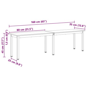 vidaXL παγκάκι Φυσικό 160x35x45cm Στερεά ξυλεία πεύκου