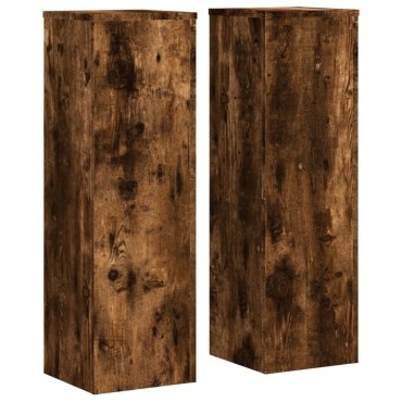 vidaXL Βάσεις Φυτών 2Τεμ. Καπνιστή Δρυς 25x25x80εκ. Επεξεργασμένο Ξύλο