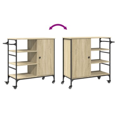 vidaXL Τρόλεϊ Κουζίνας Sonoma Δρυς 87,5x38,5x84,5cm Επεξ. Ξύλο 1 τεμ.