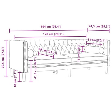vidaXL Καναπές Ανοιχτό γκρι 194x74,5x70,5cm Βελούδο