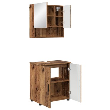vidaXL Σετ Επίπλων Μπάνιου 2 τεμ. Παλιό Ξύλο 61x35x64cm