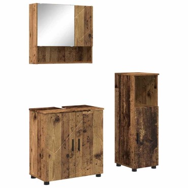 vidaXL Σετ Επίπλων Μπάνιου 3 τεμ. Παλιό Ξύλο 61x35x64cm
