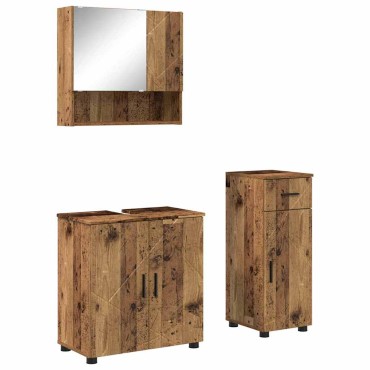 vidaXL Σετ Επίπλων Μπάνιου 3 τεμ. Παλιό Ξύλο 61x35x64cm