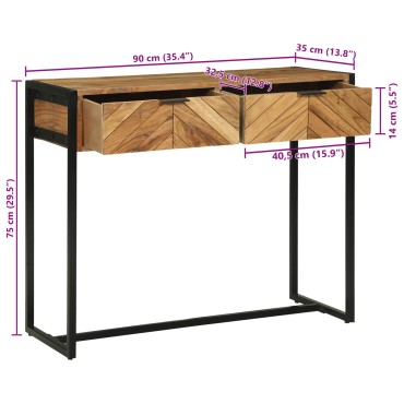 vidaXL Τραπέζι κονσόλας Καφέ 90x35x75cm Στερεό Ξύλο Ακακίας 1 τεμ.