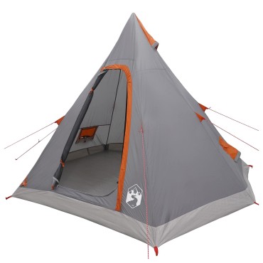 vidaXL Tipi Tent Water-Resistant 3 ατόμων Γκρι και Πορτοκαλί