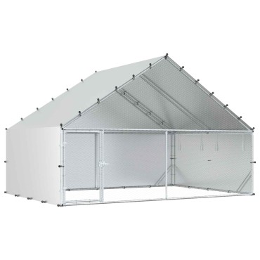 vidaXL Κοτέτσι με Οροφή Ασημί 300 x 200 x 190 εκ.