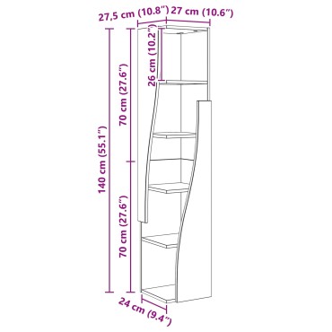 vidaXL Γωνιακό Ντουλάπι 27,5x27x140cm Επεξεργασμένο Ξύλο Παλιό ξύλο