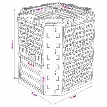 vidaXL Κομποστοποιητής κήπου Μαύρο 71 x 71 x 81,5 εκ. 100% PP