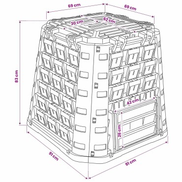 vidaXL Κομποστοποιητής κήπου Μαύρο 91 x 91 x 83 εκ. 100% PP