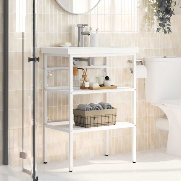 vidaXL Έπιπλο Μπάνιου Λευκό 59x38x83cm Σιδερένιο 1 τεμ.
