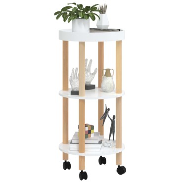 vidaXL Τρόλεϊ 3 Επιπέδων Λευκό 38x38x82cm Επεξ. Ξύλο/Μασίφ Πεύκο 1 τεμ.
