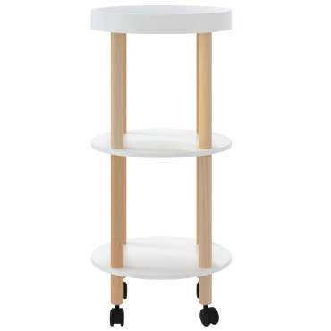 vidaXL Τρόλεϊ 3 Επιπέδων Λευκό 38x38x82cm Επεξ. Ξύλο/Μασίφ Πεύκο 1 τεμ.