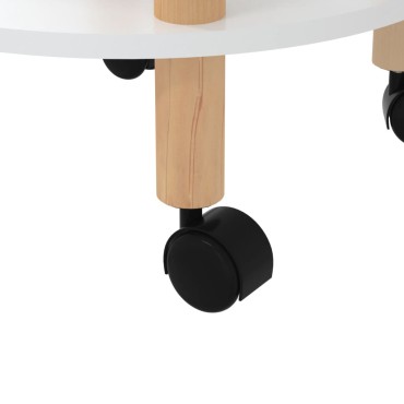 vidaXL Τρόλεϊ 3 Επιπέδων Λευκό 38x38x82cm Επεξ. Ξύλο/Μασίφ Πεύκο 1 τεμ.