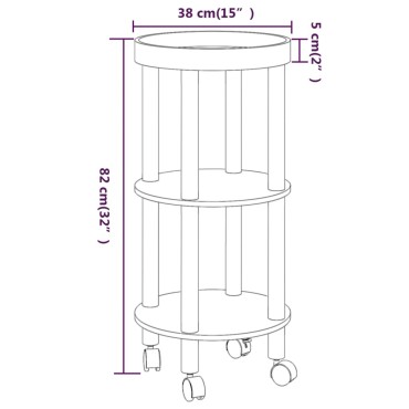vidaXL Τρόλεϊ 3 Επιπέδων Λευκό 38x38x82cm Επεξ. Ξύλο/Μασίφ Πεύκο 1 τεμ.