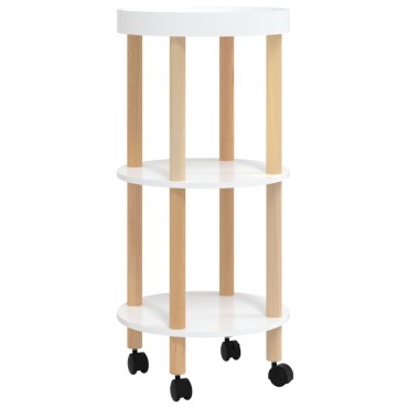 vidaXL Τρόλεϊ 3 Επιπέδων Λευκό 38x38x82cm Επεξ. Ξύλο/Μασίφ Πεύκο 1 τεμ.