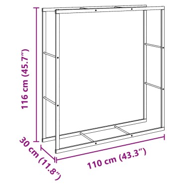 vidaXL Ράφι Καυσόξυλων Μαύρο 110x30x116 εκ. Ατσάλινο