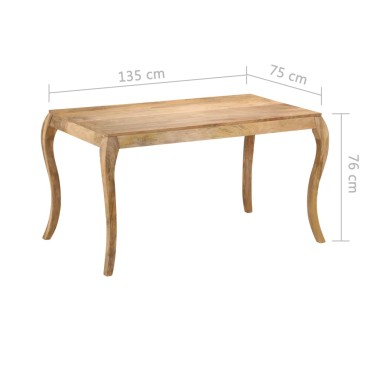 vidaXL Τραπεζαρία 135x75x76cm από Μασίφ Ξύλο Μάνγκο 1 τεμ.