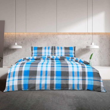 vidaXL Σετ Παπλωματοθήκης Μπλε και Γκρι 155 x 220 εκ. Βαμβακερό