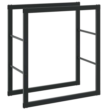 vidaXL Ράφι Καυσόξυλων Μαύρο 55x30x61 εκ. Ατσάλινο