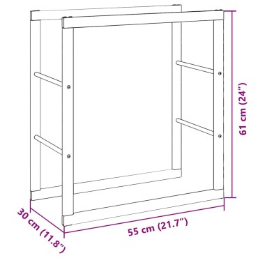 vidaXL Ράφι Καυσόξυλων Μαύρο 55x30x61 εκ. Ατσάλινο