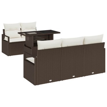 vidaXL Σετ Καναπέ Κήπου 6 τεμ. Καφέ Πολυ ράταν 100x55x73cm