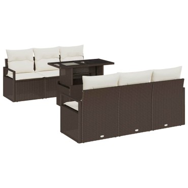 vidaXL Σετ Καναπέ Κήπου 7 τεμ. Καφέ Πολυ ράταν 100x55x73cm