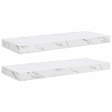 vidaXL Ράφι Τοίχου 2 τεμ. Λευκό Μάρμαρο 60x23,5x3,8cm