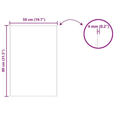 vidaXL Καθρέφτης τοίχου Ορθογώνιος 50 x 80 cm σκληρυμένο γυαλί