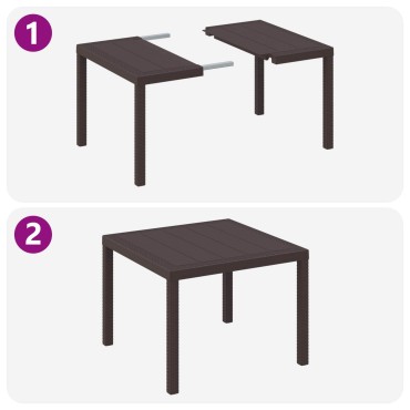 vidaXL Τραπέζι Κήπου Καφέ 100x100x73cm συνθετικό ρατάν 1 τεμ.