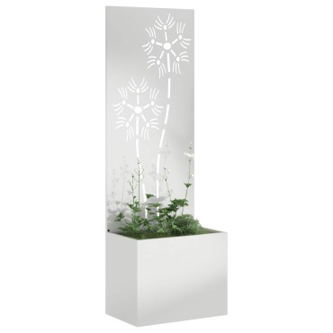 vidaXL Οθόνη Ιδιωτικότητας Κήπου Floral Ασημί 50 x 32 x 150 εκ