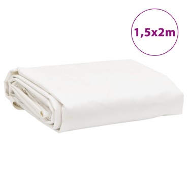 vidaXL Μουσαμάς Λευκός 1,5 x 2 μ. 650 γρ./μ²