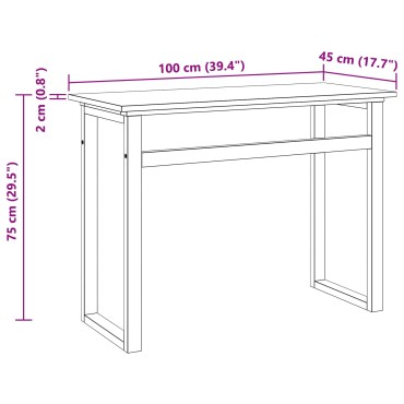 vidaXL Γραφείο Φυσικό Στερεό Ξύλο Τίκ 100x45x75εκ 1 τεμ.