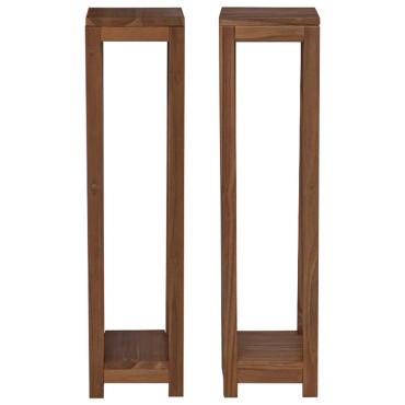 vidaXL Βάση φυτών 2 τεμ. Φυσικό 25 x 25 x 100 cm Στερεό Ξύλο Τίκ