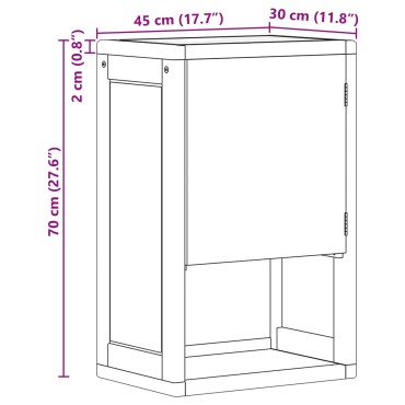 vidaXL Ντουλάπι Πλευρικό Μπάνιου Φυσικό 45x30x70 εκ