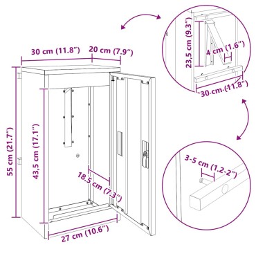 vidaXL γραμματοκιβώτιο με αποθήκευση Μαύρο 30 x 20 x 55 εκ. Ατσάλι