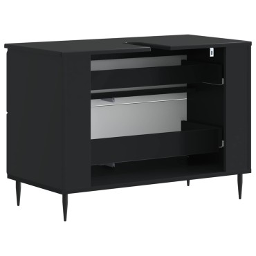 vidaXL Ντουλάπα Νιπτήρα Mπάνιου ZWOLLE Μαύρο 82x41x58,5 εκ