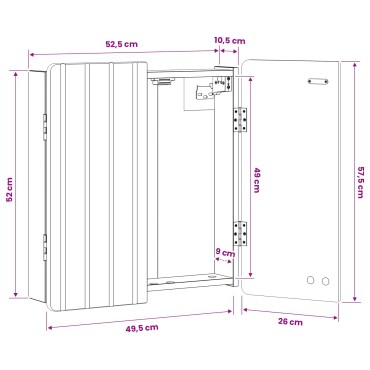 vidaXL Ντουλάπα Πινάκων Βελών ZWOLLE Sonoma Δρυς 52,5 x 10,5 x 57,5 εκ
