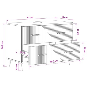 vidaXL Ντουλάπα Νιπτήρα Mπάνιου HAARLEM Γκρι Sonoma 82x41x58,5 εκ