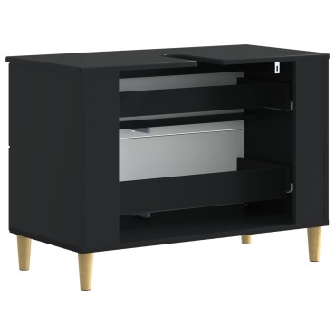 vidaXL Ντουλάπα Νιπτήρα Mπάνιου DELFT Μαύρο 82x41x59 εκ