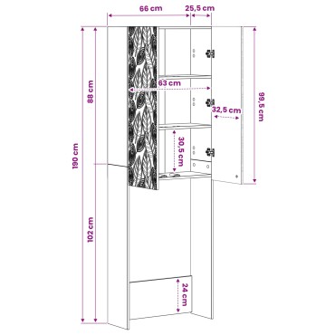 vidaXL Ντουλάπα τουαλέτας DELFT Καπνισμένο Ξύλο Δρυός 66x25,5x190cm 1 τεμ.
