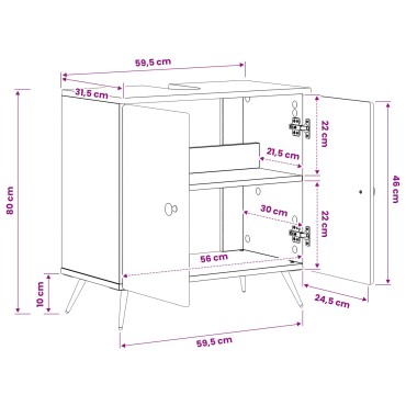vidaXL Ντουλάπα Νιπτήρα Mπάνιου BREDA Γκρι Sonoma 59,5x31,5x59cm