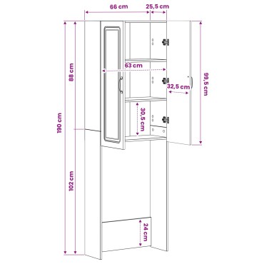 vidaXL Ντουλάπα τουαλέτας UTRECHT Καπνισμένο Ξύλο Δρυός 66x25,5x190cm 1 τεμ.
