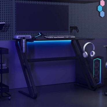 vidaXL Γραφείο Gaming Μαύρο 110x60x75cm με Πόδια σε Σχήμα ΖΖ 1 τεμ.